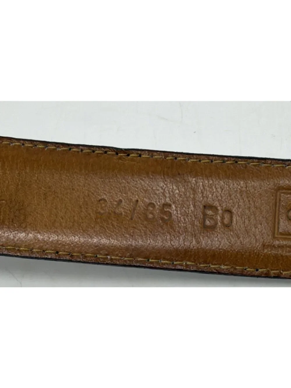 Cole Haan Black Leather Belt Solid Brass Silver Tone Buckle Men’s 34/85 Made USA